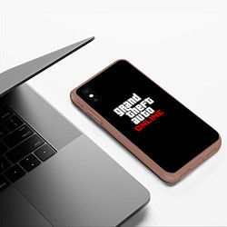 Чехол iPhone XS Max матовый GTA online logo, цвет: 3D-коричневый — фото 2