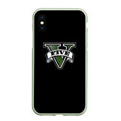 Чехол iPhone XS Max матовый GTA5 logo game, цвет: 3D-салатовый