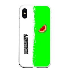 Чехол iPhone XS Max матовый Minecraft colors green game, цвет: 3D-белый