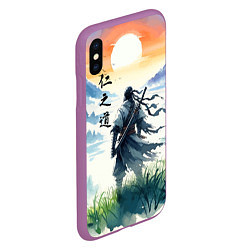 Чехол iPhone XS Max матовый Ghost of Tsushima - samurai on the background of t, цвет: 3D-фиолетовый — фото 2