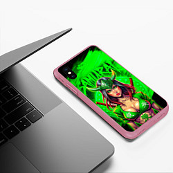 Чехол iPhone XS Max матовый Девушка самурай с рогами, цвет: 3D-малиновый — фото 2