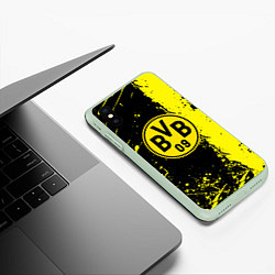 Чехол iPhone XS Max матовый Borussia fc краски, цвет: 3D-салатовый — фото 2