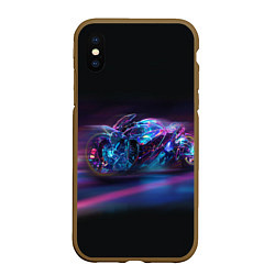 Чехол iPhone XS Max матовый Неоновый мотоцикл абстракция, цвет: 3D-коричневый