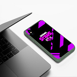 Чехол iPhone XS Max матовый Brawl stars geometry, цвет: 3D-темно-зеленый — фото 2