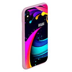 Чехол iPhone XS Max матовый Neon abstraction - Milano, цвет: 3D-розовый — фото 2