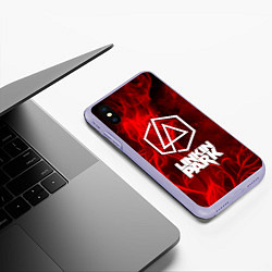 Чехол iPhone XS Max матовый Linkin park fire flower, цвет: 3D-светло-сиреневый — фото 2