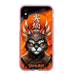 Чехол iPhone XS Max матовый Cat samurai