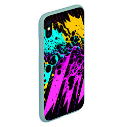 Чехол iPhone XS Max матовый Разноцветная неоновая абстракция - нейроарт, цвет: 3D-мятный — фото 2