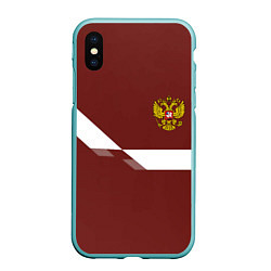 Чехол iPhone XS Max матовый Россия спорт геометрия