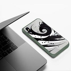 Чехол iPhone XS Max матовый Экспрессивная абстракция - нейроарт, цвет: 3D-темно-зеленый — фото 2