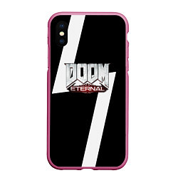 Чехол iPhone XS Max матовый Doom eternal geometry white, цвет: 3D-малиновый