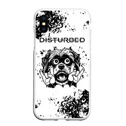 Чехол iPhone XS Max матовый Disturbed - рок пес, цвет: 3D-белый