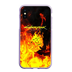 Чехол iPhone XS Max матовый Samurai fire cyberpunk, цвет: 3D-светло-сиреневый