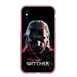 Чехол iPhone XS Max матовый The Witcher dark style, цвет: 3D-розовый