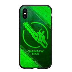 Чехол iPhone XS Max матовый Chainsaw Man - green gradient, цвет: 3D-черный