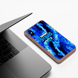 Чехол iPhone XS Max матовый Brawl stars fire blue, цвет: 3D-коричневый — фото 2