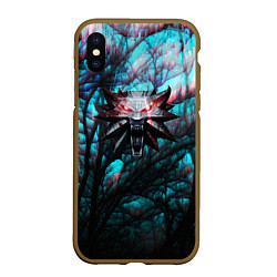 Чехол iPhone XS Max матовый The Witcher logo night, цвет: 3D-коричневый