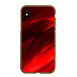 Чехол iPhone XS Max матовый Абстрактные линии красный