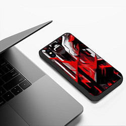 Чехол iPhone XS Max матовый Red and white abstraction on a black background, цвет: 3D-черный — фото 2