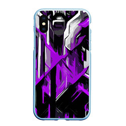 Чехол iPhone XS Max матовый White and purple abstraction on a black background