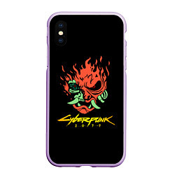 Чехол iPhone XS Max матовый Cyberpunk 2077 logo