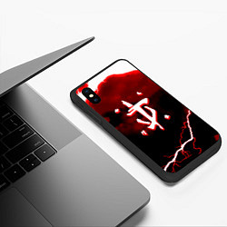 Чехол iPhone XS Max матовый Doom storm logo, цвет: 3D-черный — фото 2