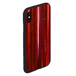 Чехол iPhone XS Max матовый Вертикальные красные линии на чёрном фоне, цвет: 3D-черный — фото 2