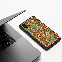 Чехол iPhone XS Max матовый Зеленые и коричневые змеи, цвет: 3D-черный — фото 2