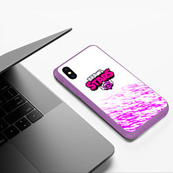 Чехол iPhone XS Max матовый Brawl stars neon texture, цвет: 3D-фиолетовый — фото 2