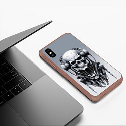 Чехол iPhone XS Max матовый Cool cyber skull - ai art fantasy, цвет: 3D-коричневый — фото 2