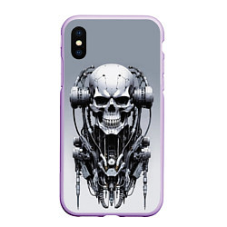 Чехол iPhone XS Max матовый Cool cyber skull - ai art fantasy, цвет: 3D-сиреневый