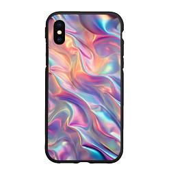 Чехол iPhone XS Max матовый Перламутровый голографический градиент, цвет: 3D-черный