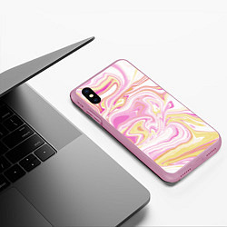 Чехол iPhone XS Max матовый Абстракция мраморный фон, цвет: 3D-розовый — фото 2