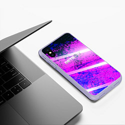 Чехол iPhone XS Max матовый Detroit become human neon, цвет: 3D-светло-сиреневый — фото 2