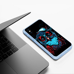 Чехол iPhone XS Max матовый Умная совушка, цвет: 3D-голубой — фото 2