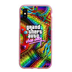 Чехол iPhone XS Max матовый GTA casino steel, цвет: 3D-розовый