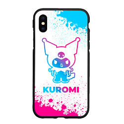 Чехол iPhone XS Max матовый Kuromi neon gradient style, цвет: 3D-черный