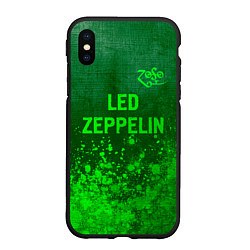 Чехол iPhone XS Max матовый Led Zeppelin - green gradient посередине, цвет: 3D-черный