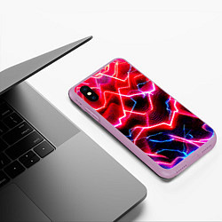 Чехол iPhone XS Max матовый Неоновые космические разряды - нейроарт, цвет: 3D-сиреневый — фото 2