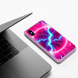 Чехол iPhone XS Max матовый Неоновая абстракция - нейроарт, цвет: 3D-сиреневый — фото 2