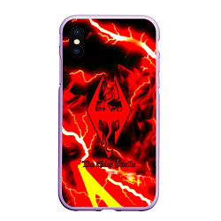 Чехол iPhone XS Max матовый Skyrim red storm logo