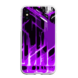 Чехол iPhone XS Max матовый Abstract purple stripes on a black background