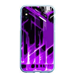 Чехол iPhone XS Max матовый Abstract purple stripes on a black background