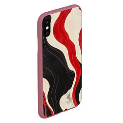 Чехол iPhone XS Max матовый Абстрактные волнистые полосы, цвет: 3D-малиновый — фото 2