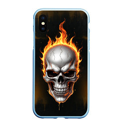 Чехол iPhone XS Max матовый Череп в огне, цвет: 3D-голубой