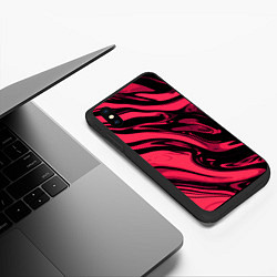 Чехол iPhone XS Max матовый Чёрно-розовый абстракция смесь краски, цвет: 3D-черный — фото 2