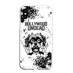 Чехол iPhone XS Max матовый Hollywood Undead - рок пес, цвет: 3D-белый