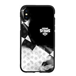 Чехол iPhone XS Max матовый Brawl stars pattern black, цвет: 3D-черный