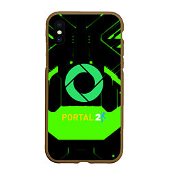 Чехол iPhone XS Max матовый Portal game pattern, цвет: 3D-коричневый