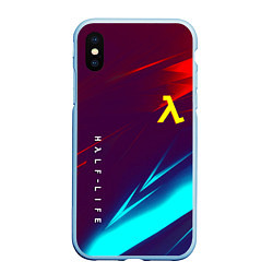 Чехол iPhone XS Max матовый Half life stripes neon, цвет: 3D-голубой